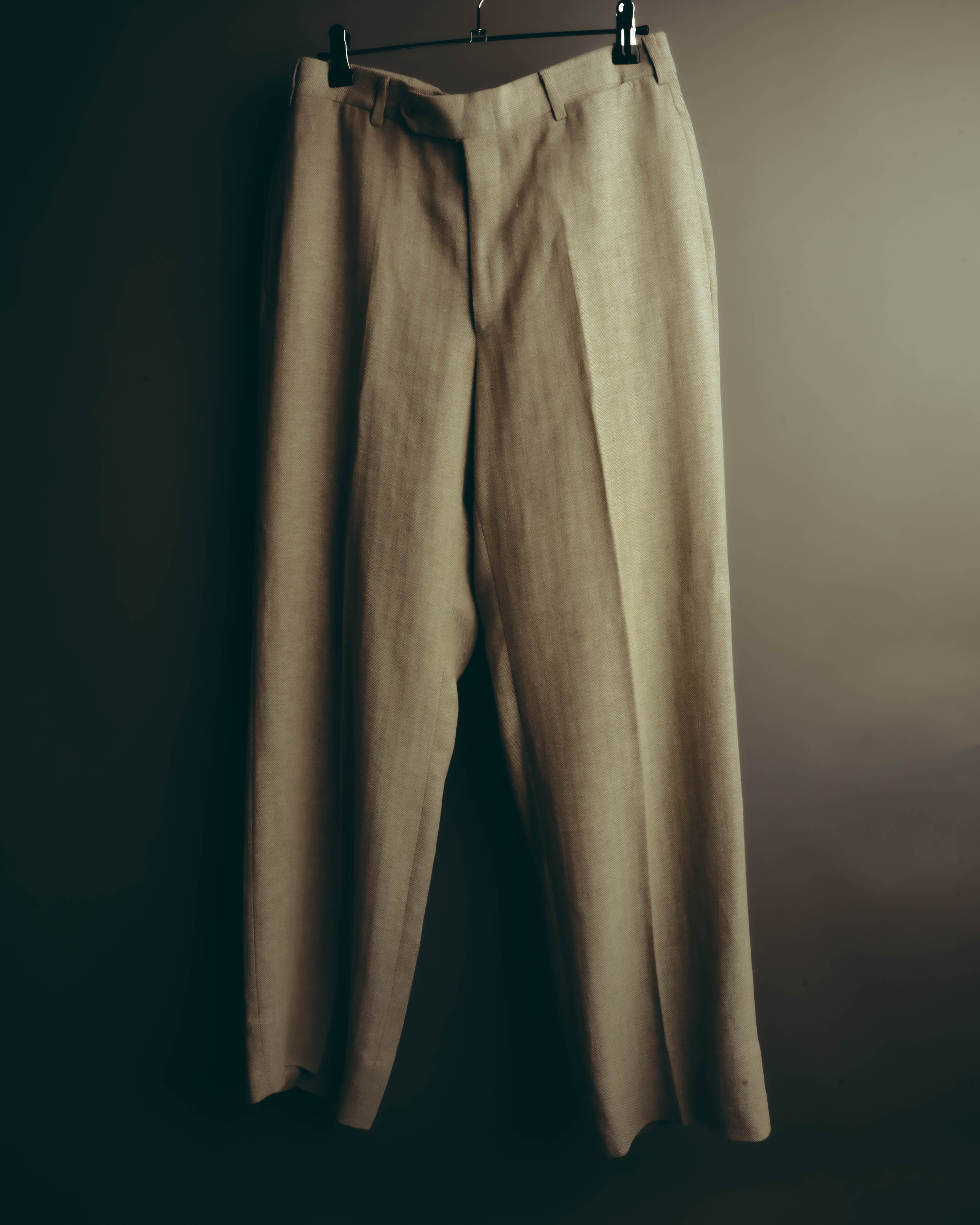 -SPECIAL- “HERMES” 80’s-90’s Herringbone linen suit set