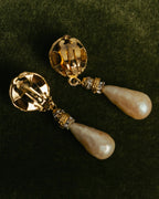 "Yves Saint Laurent" 80's-90's Pearl clip on drop earrings