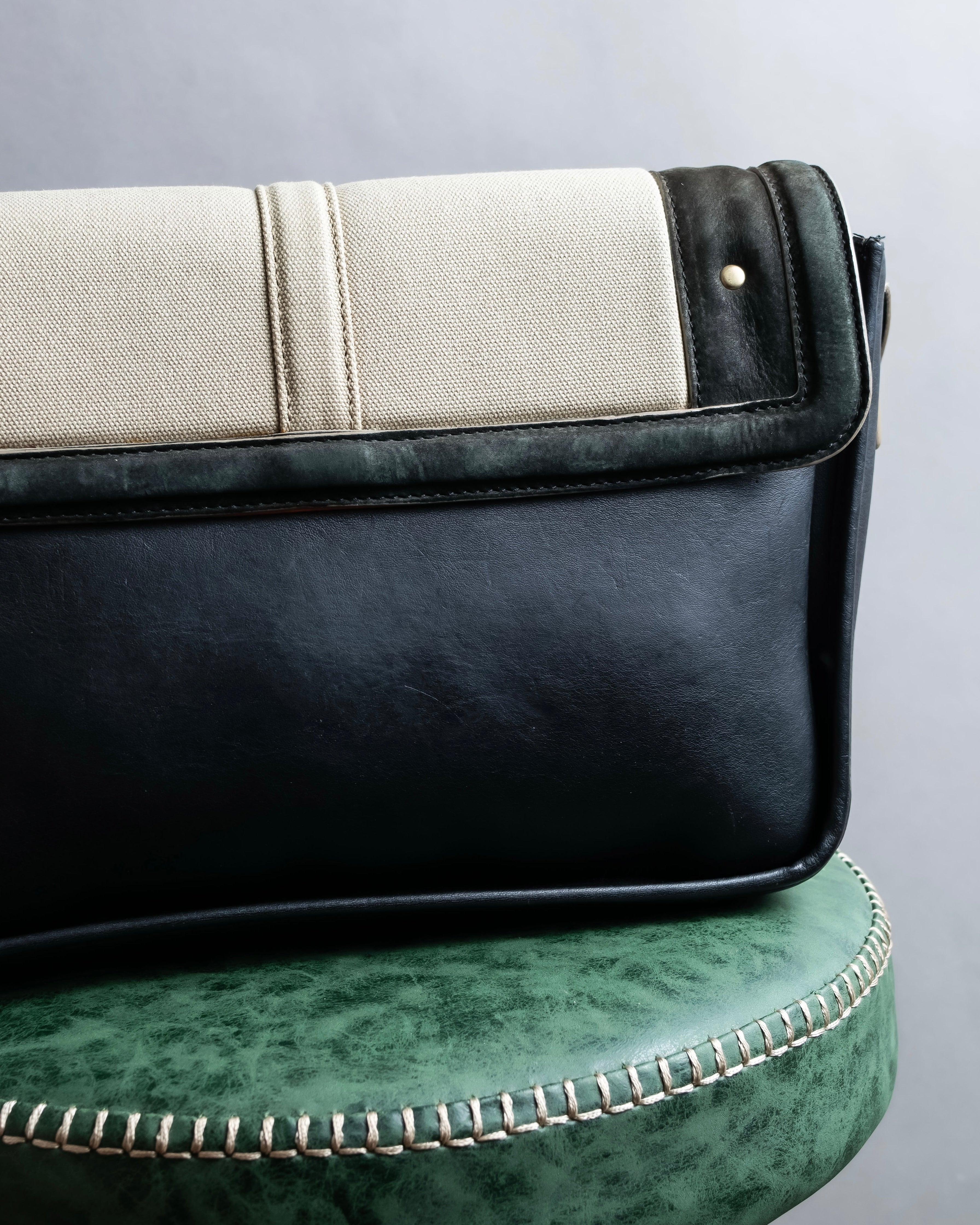 "Chloe" Leather &amp; canvas combination design chain crossbody bag