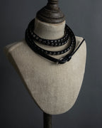 "MIU MIU" Silver metal stud design leather narrow belt