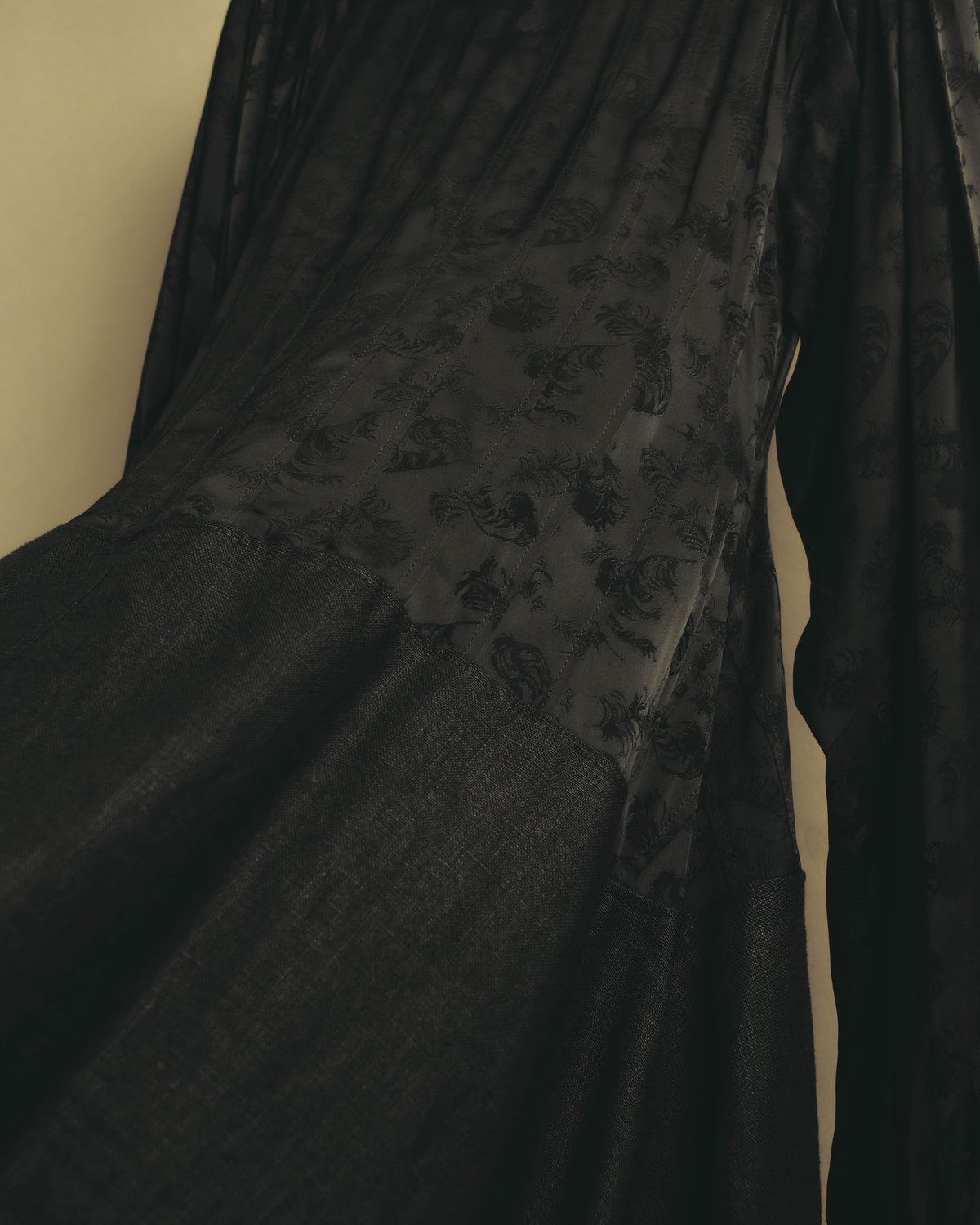 –SPECIAL– “LOEWE” 10’s-20’s Floral jacquard gathered long dress