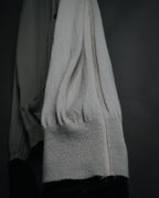 “HERMES” 2000’s Lambskin trimmed high gauge wool cardigan