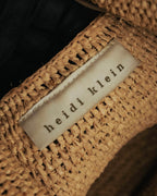 “Heidi Klein” Natural raffia bamboo handle bucket bag