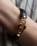 "CELINE" Horse-drawn carriage motif buckle leather bracelet