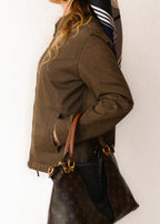 LOUIS VUITTON/ “V Tote mm” Monogram Canvas & Leather Handbag