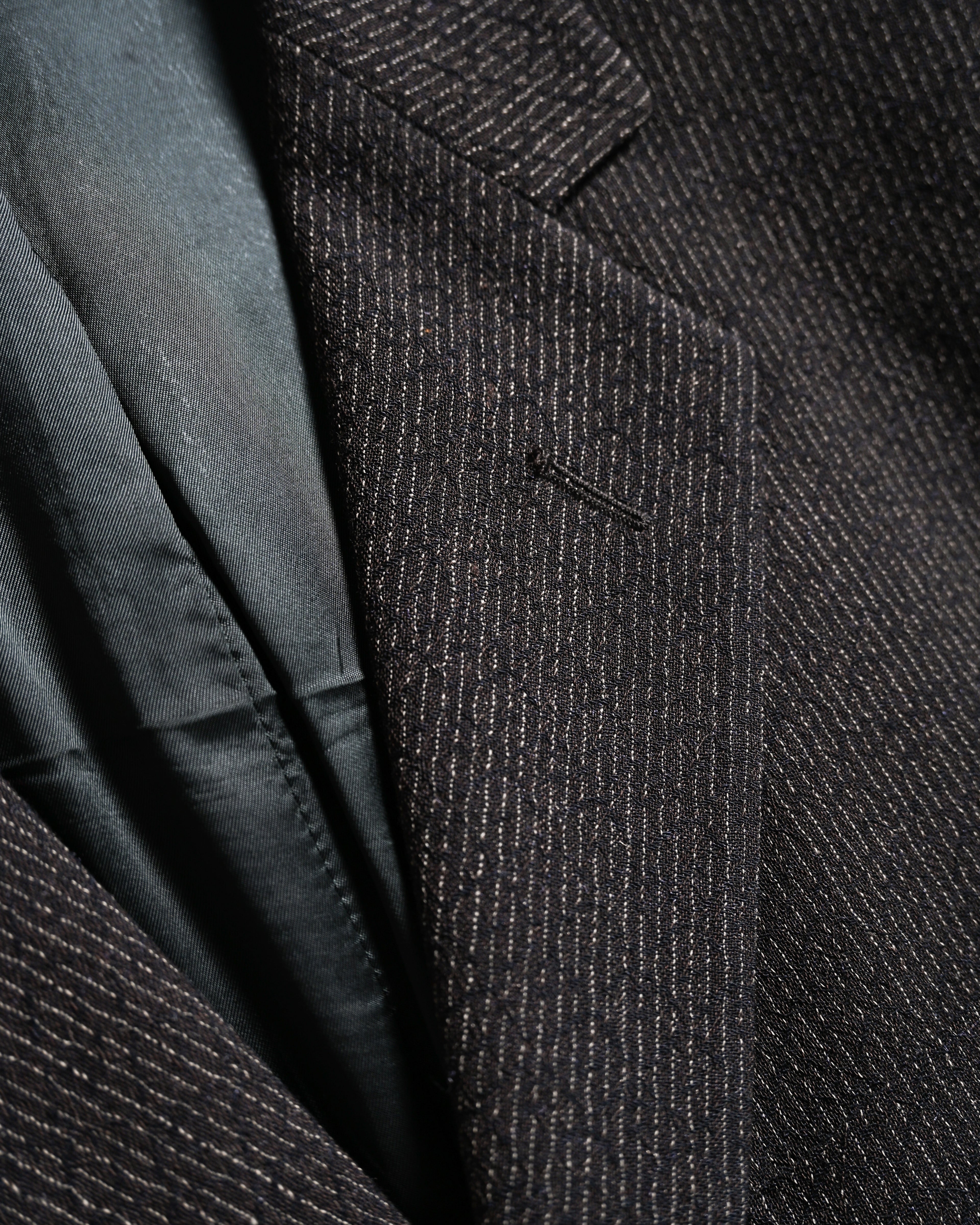 DOLCE & GABBANA/ 2015 Silver Pin Striped Single Breasted Set-up Brown