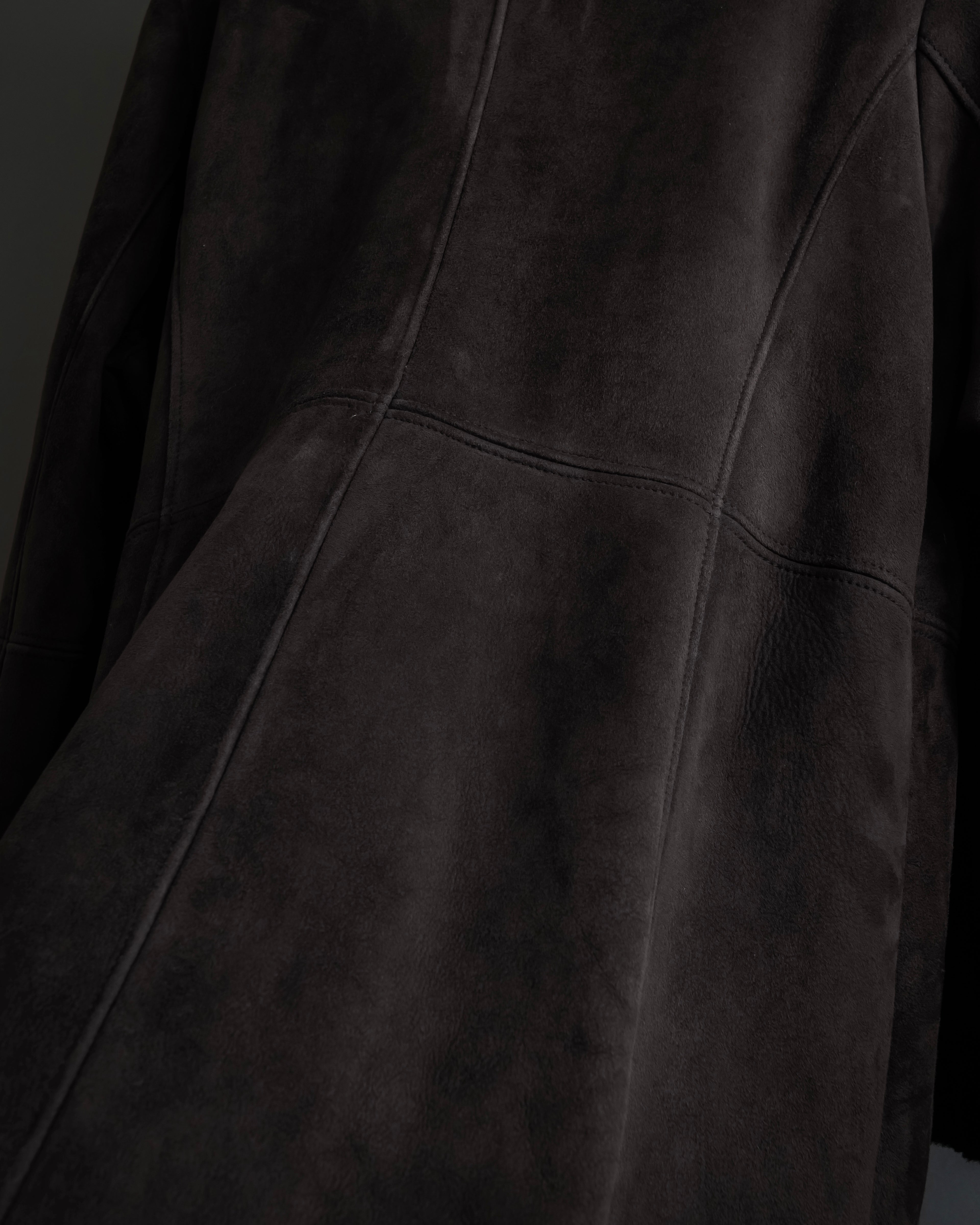 "NORTH BEACH" Smoky lamb fur design suede leather coat