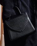 "YVES SAINT LAURENT" Hand stitched design trapezoid leather bag