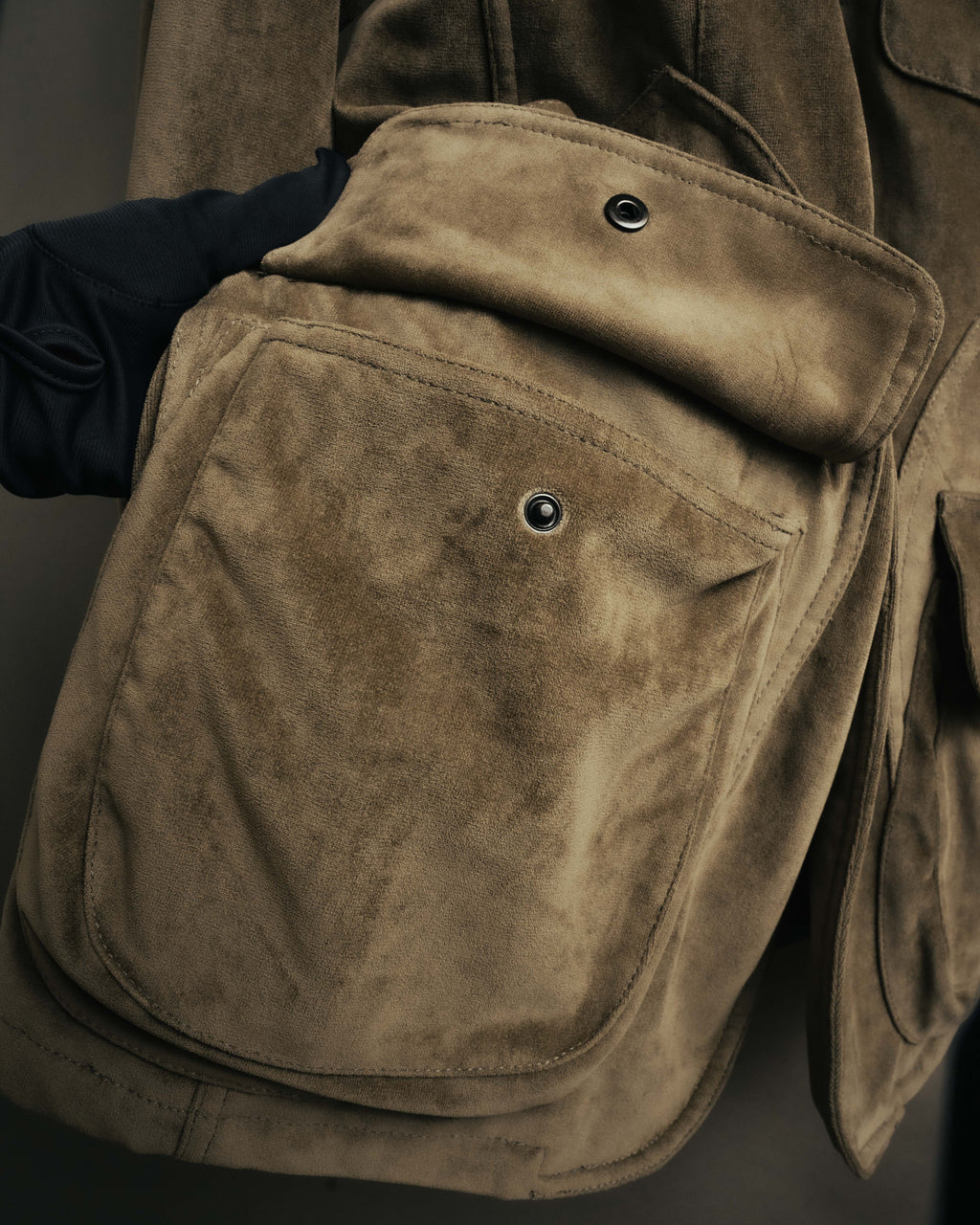 “GIORGIO ARMANI” 90’s-00’s Suede-effect multi-pocket tailored field jacket
