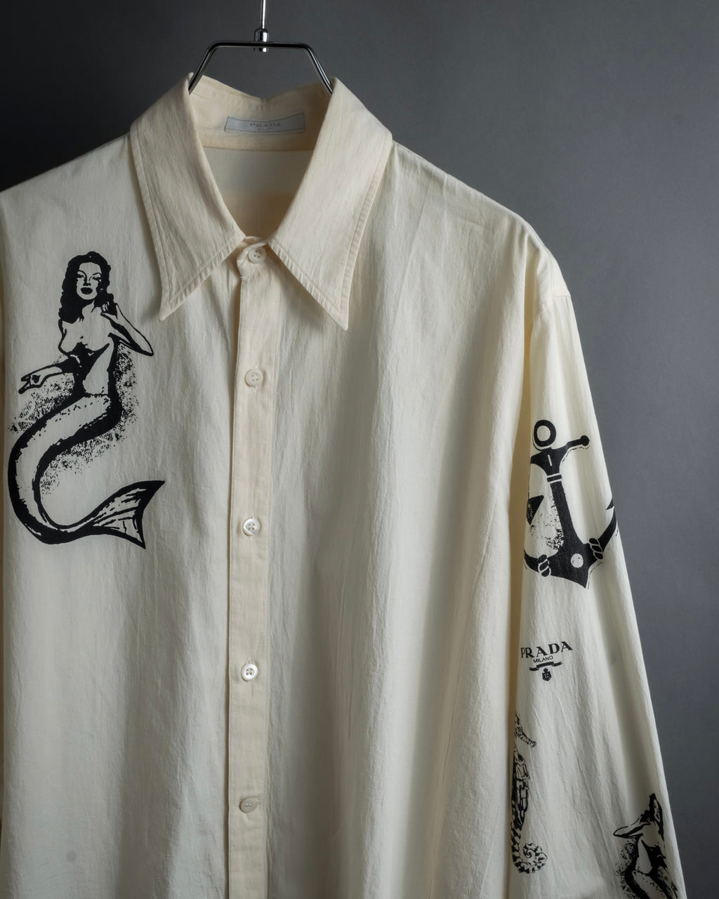 "PRADA" 22SS Sea fable motif print oversized shirt