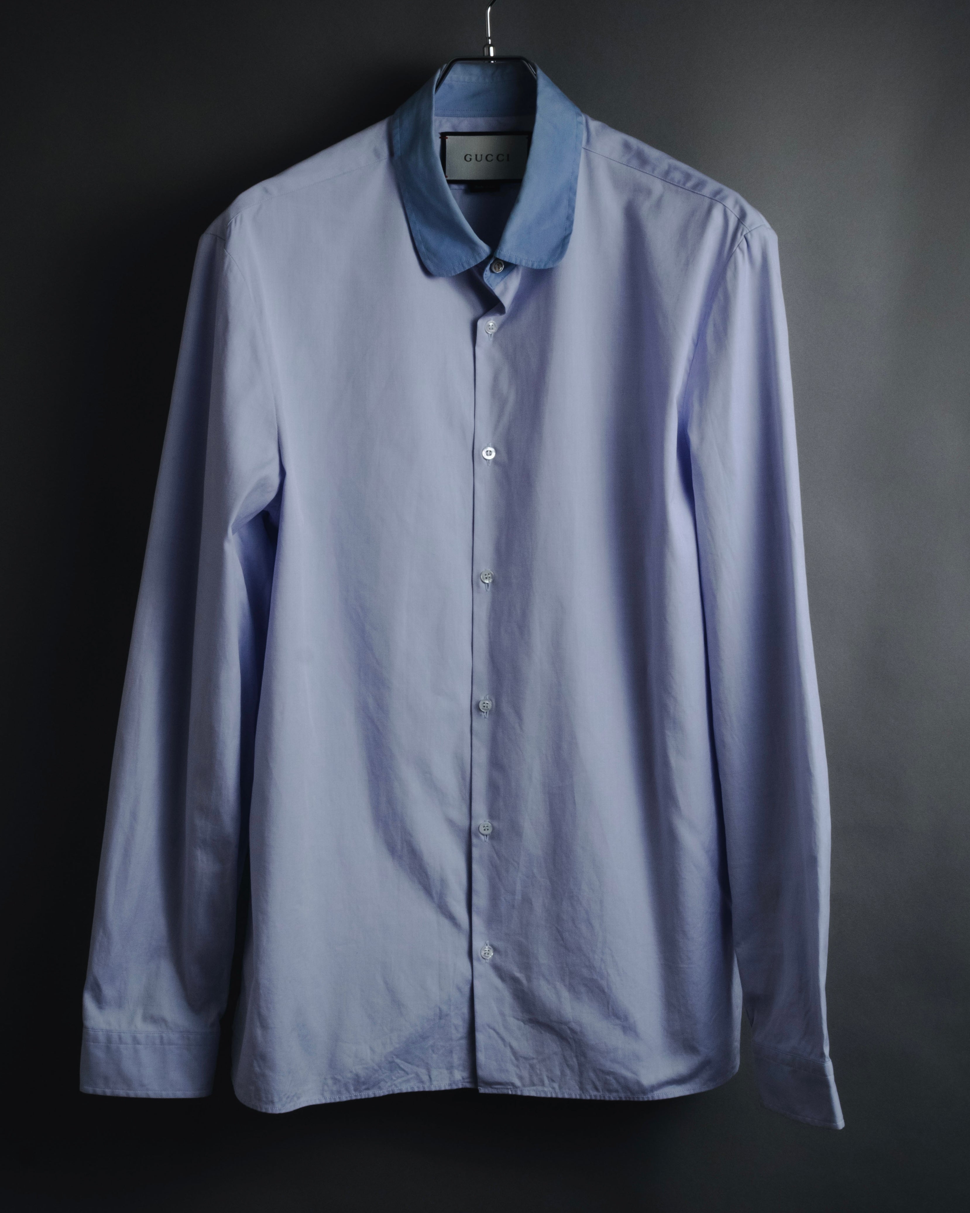 "GUCCI" Michele design tonal contrast-collar classic dress shirt