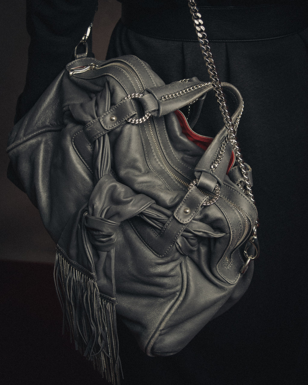 -SPECIAL- “Christian Louboutin” 10’s Knotted fringe chain shoulder bag