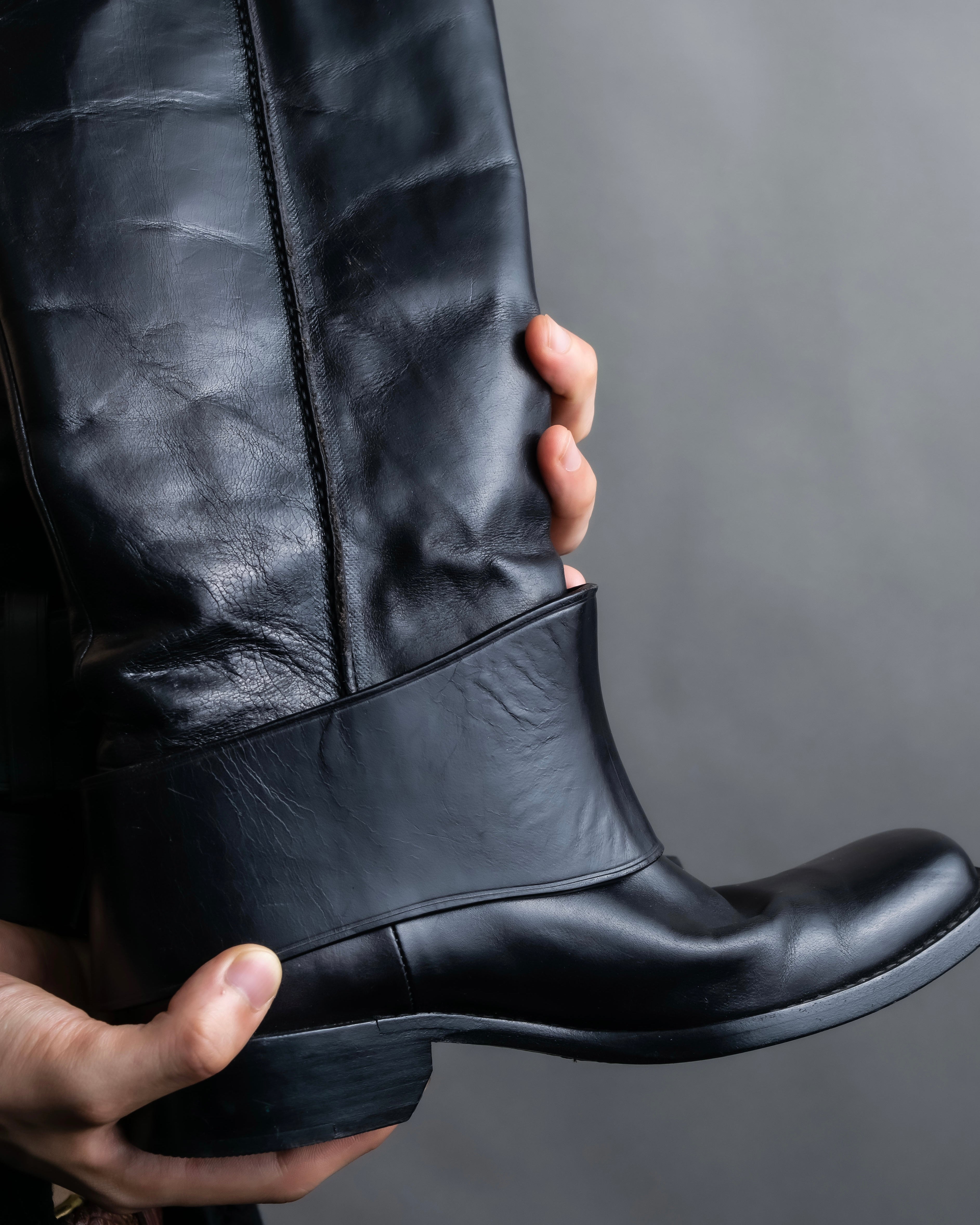 "BOTTEGA VENETA" Belt design square toe knee high long boots