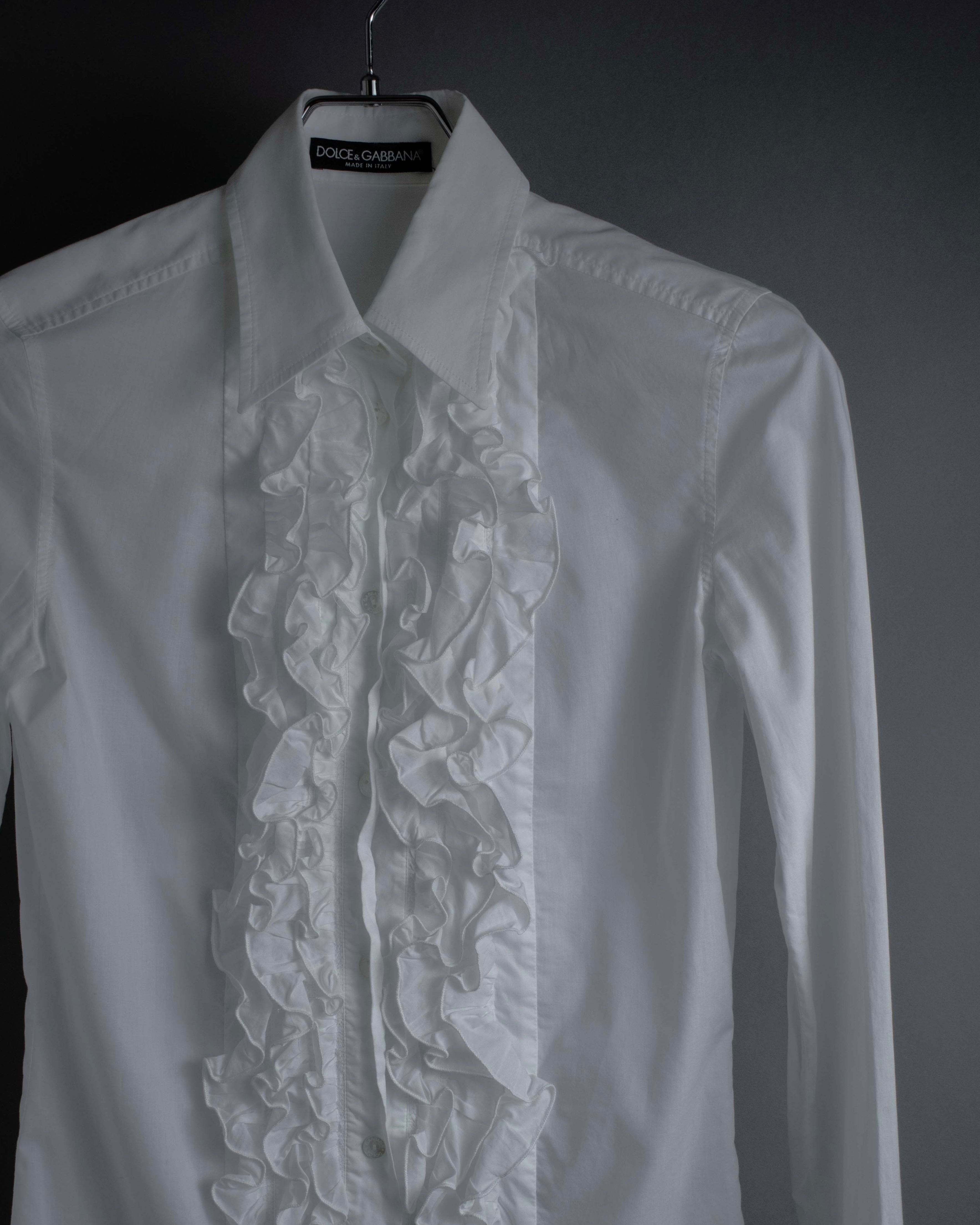 "Dolce & Gabbana" Tiered frill design white shirt