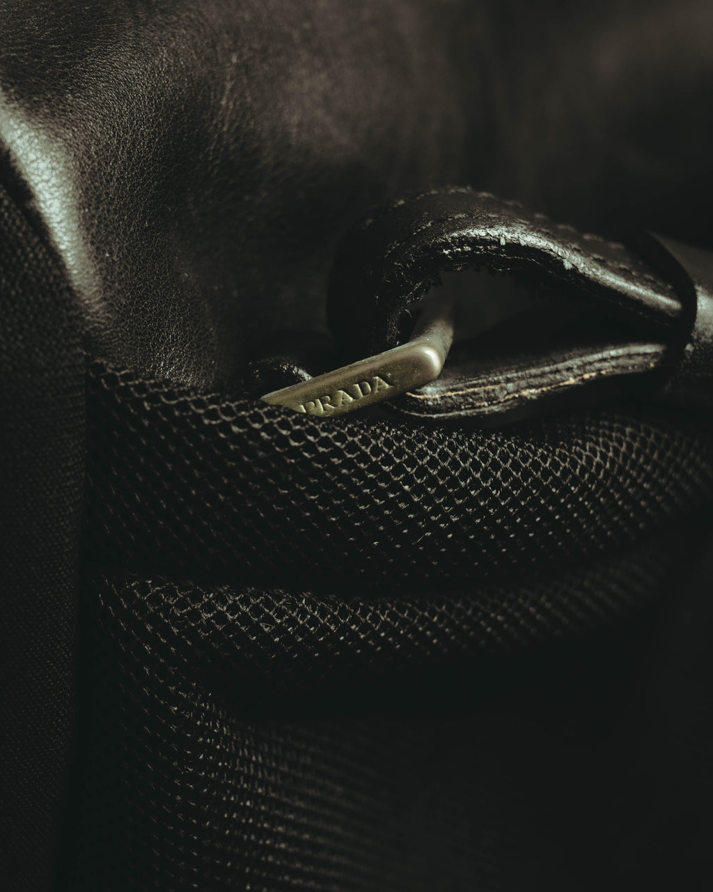 “PRADA” 90’s-00’s Nylon and leather flap messenger bag