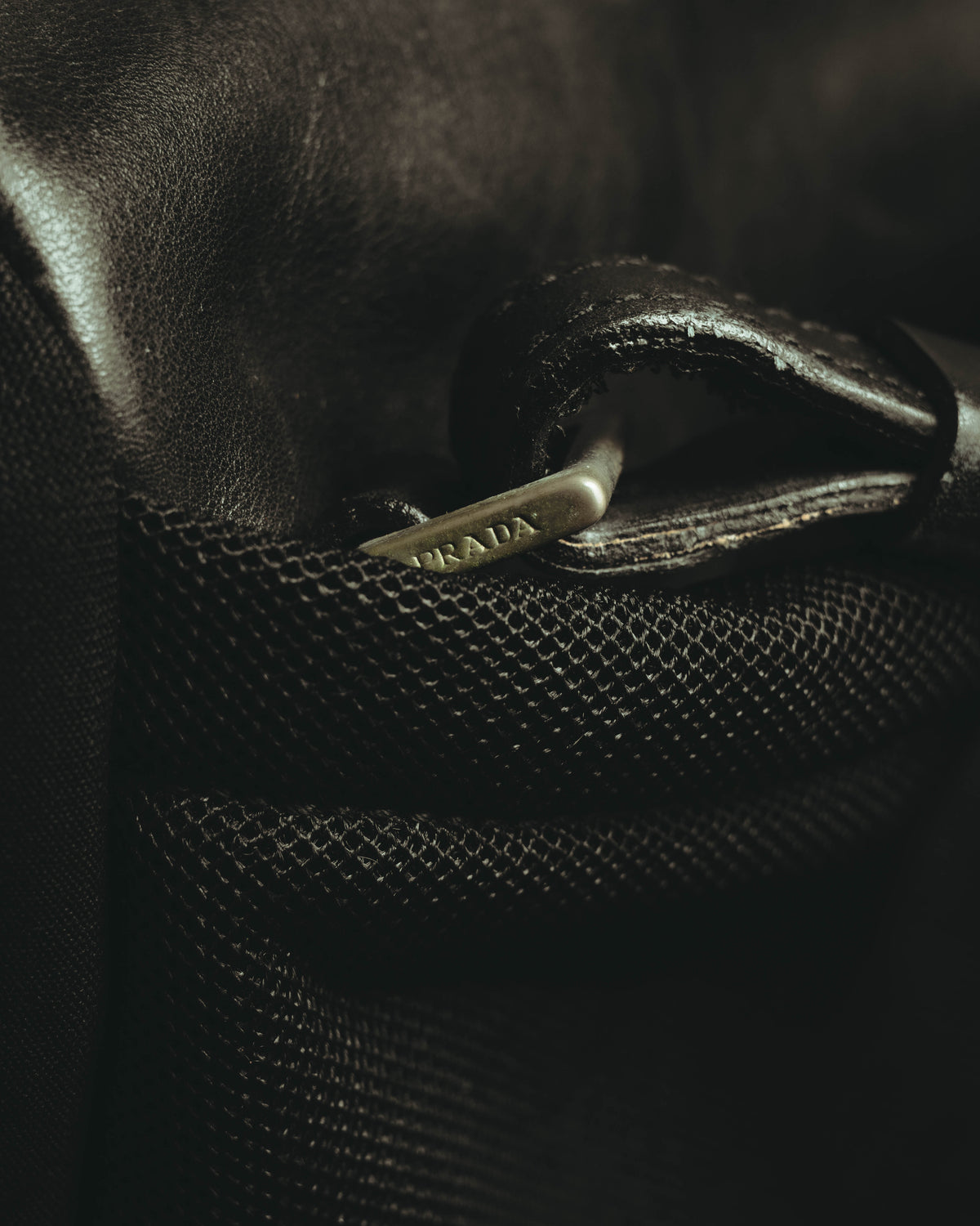 “PRADA” 90’s-00’s Nylon and leather flap messenger bag