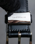 "BURBERRY" Equestrian Knight design leather belt