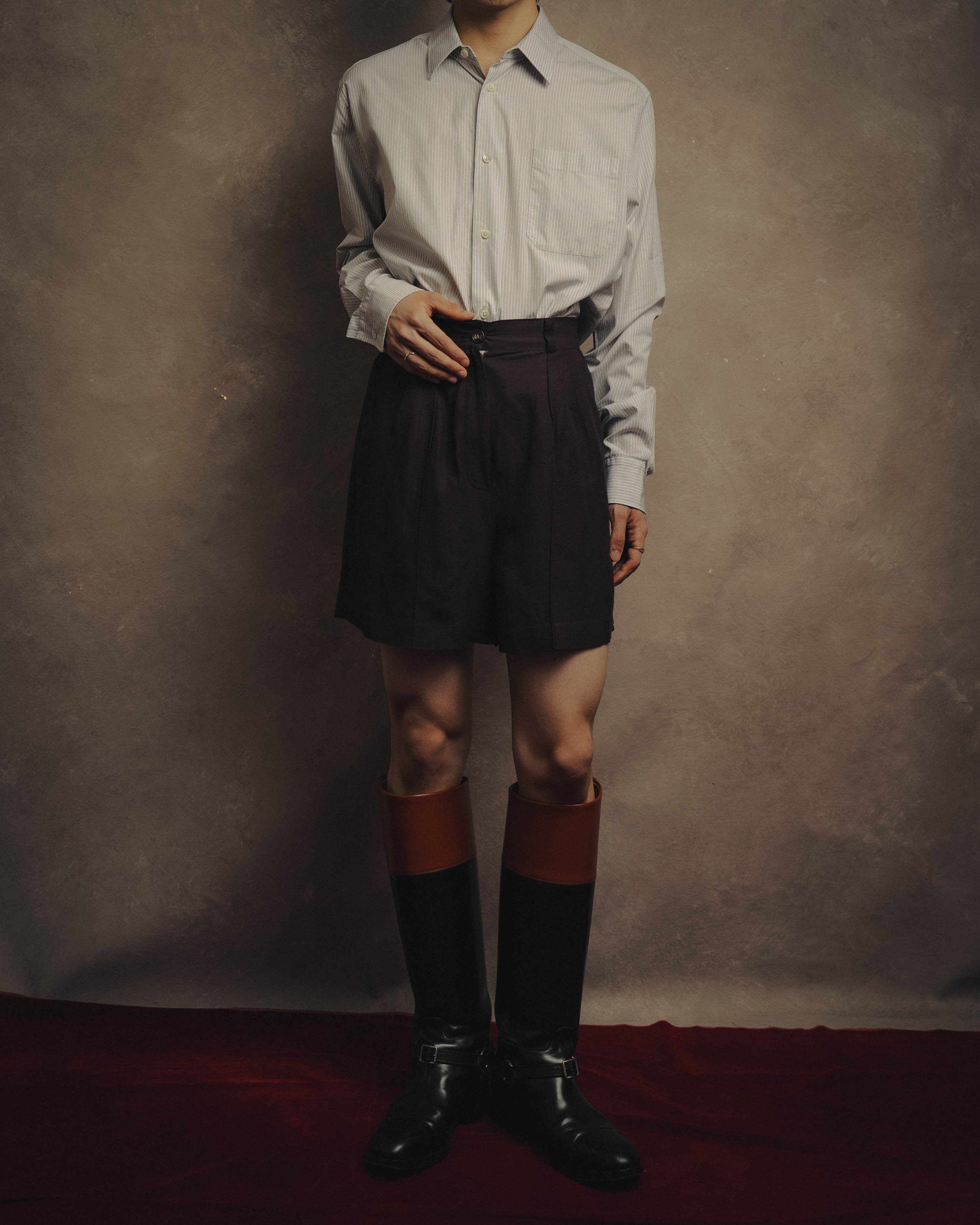-SPECIAL- “DRIES VAN NOTEN” 90’s–00’s Rayon linen tailored long jacket and shorts set up
