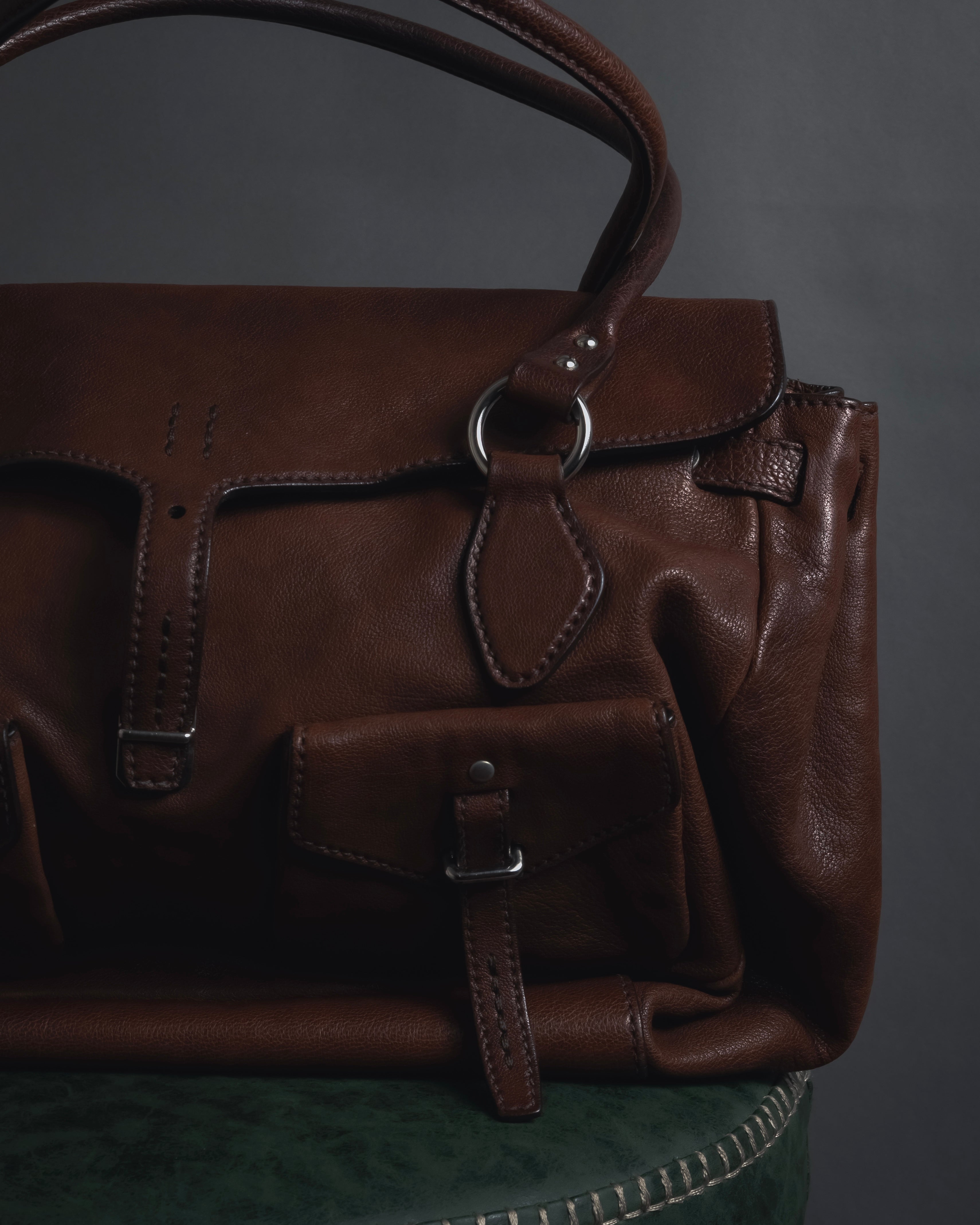 "JIL SANDER" 90’s-00’s Functional pocket leather satchel bag
