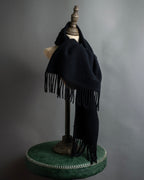 "CELINE" Logo engraved fringe design wool muffler