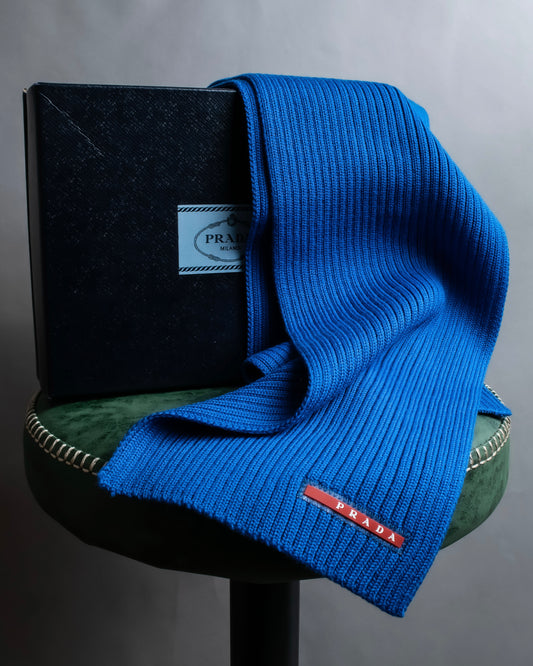 "PRADA" Ribbed knitting beautiful blue muffler