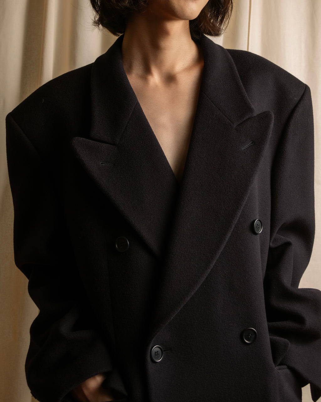 "STUDIO 0001 BY FERRE" Structured silhouette super long chester coat