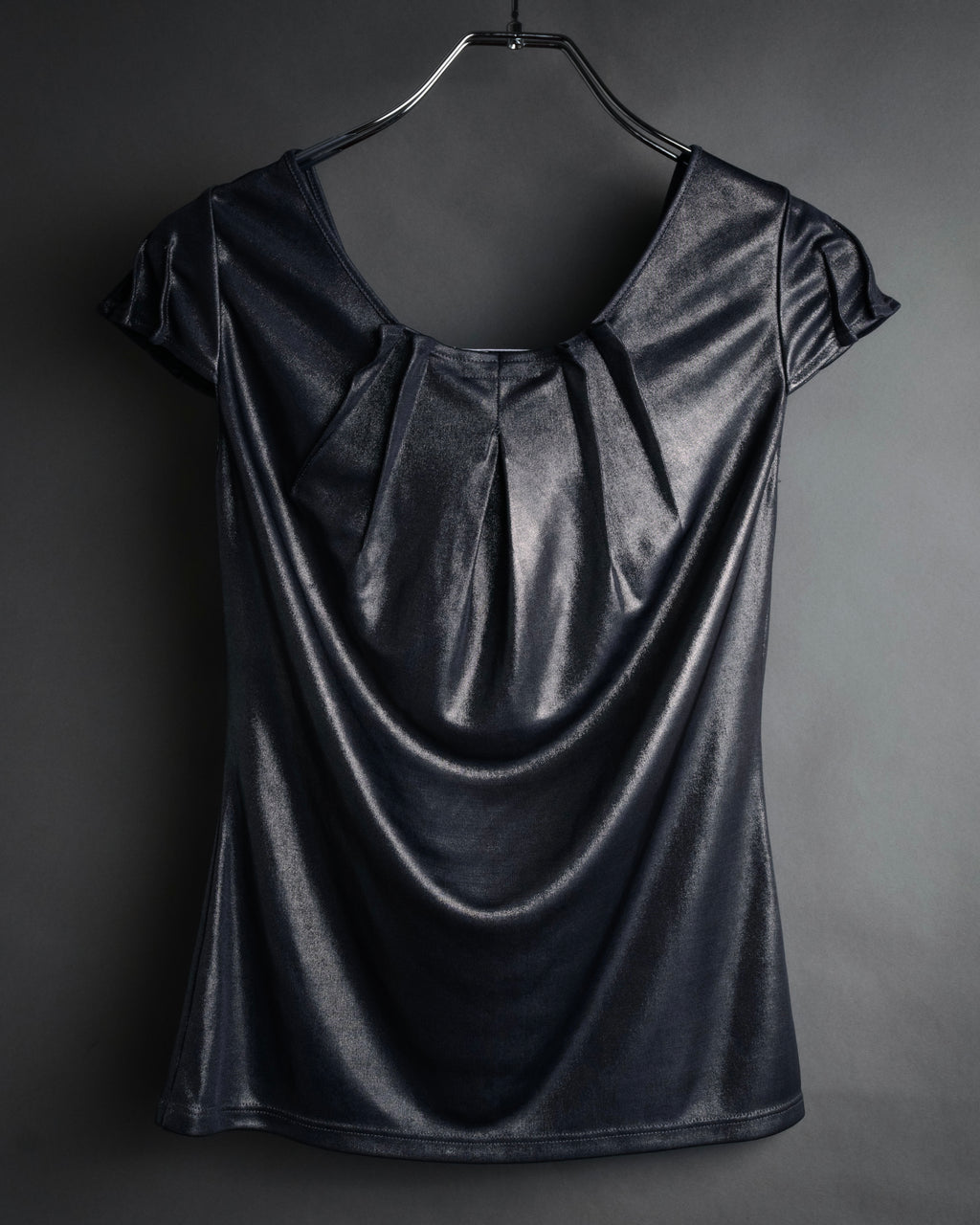 “Christian Dior” 2000’s Metallic draped cap sleeve top