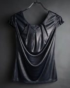 “Christian Dior” 2000’s Metallic draped cap sleeve top