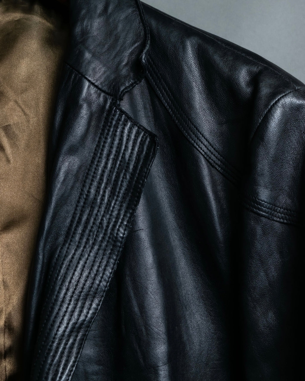 Leather Diagonal Single Jacket