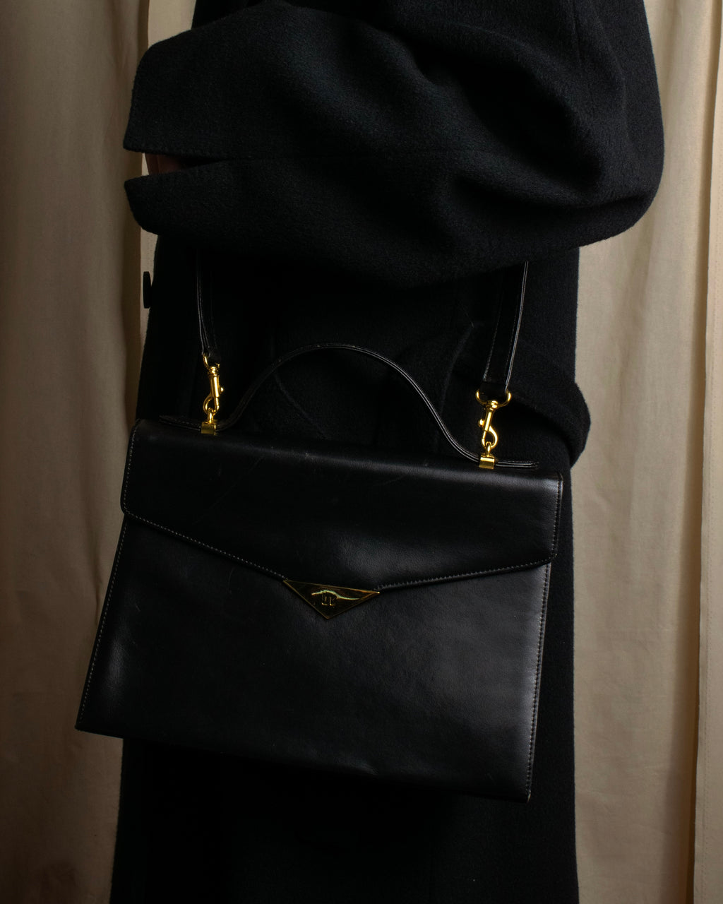 "JUNKO KOSHINO" Geometric motif design 2-way leather shoulder bag