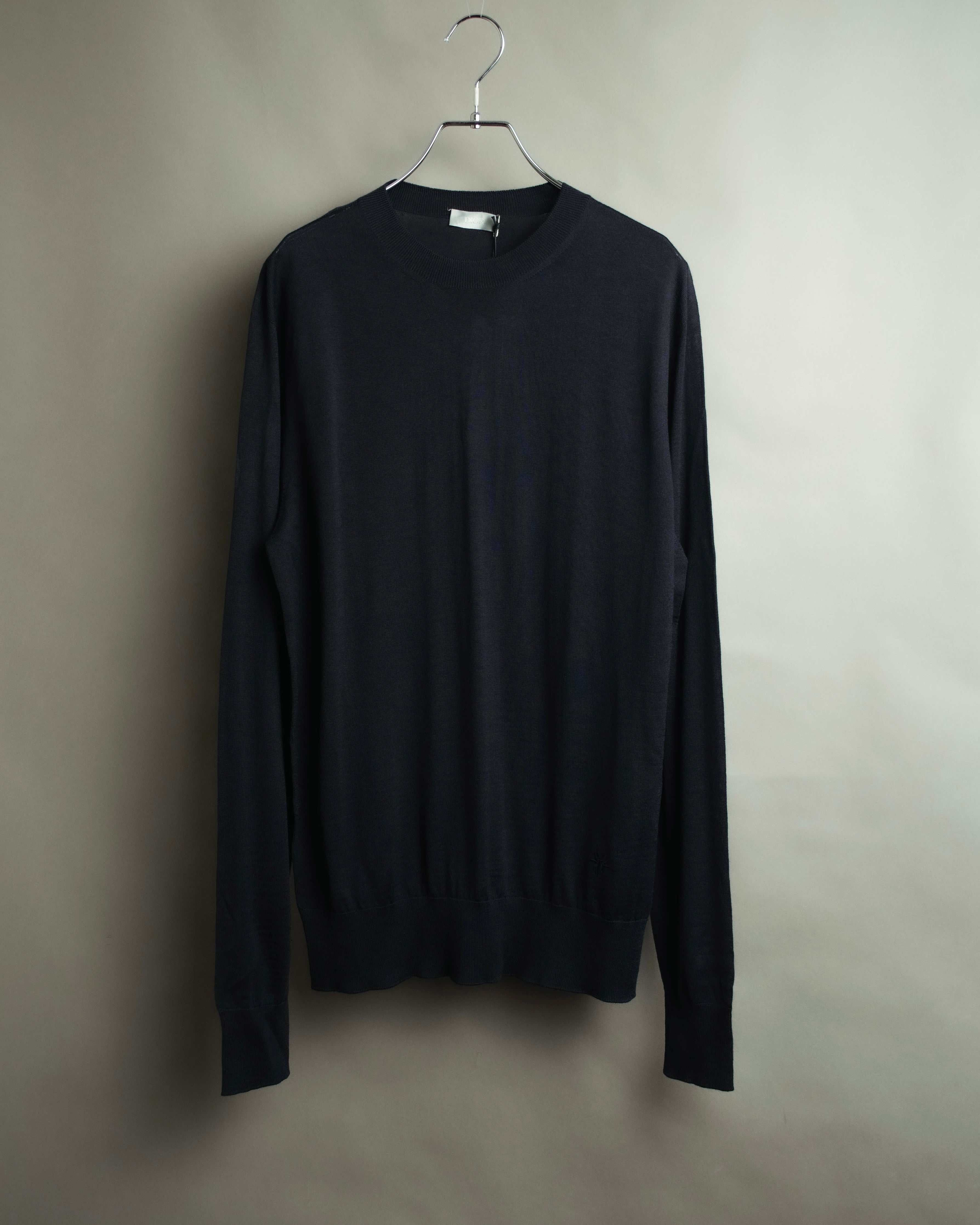 "DIOR" 2010's Minimal bee embroidered wool crewneck sweater