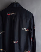 "Christian Dior" Hand painted greyhound motif silk blouse
