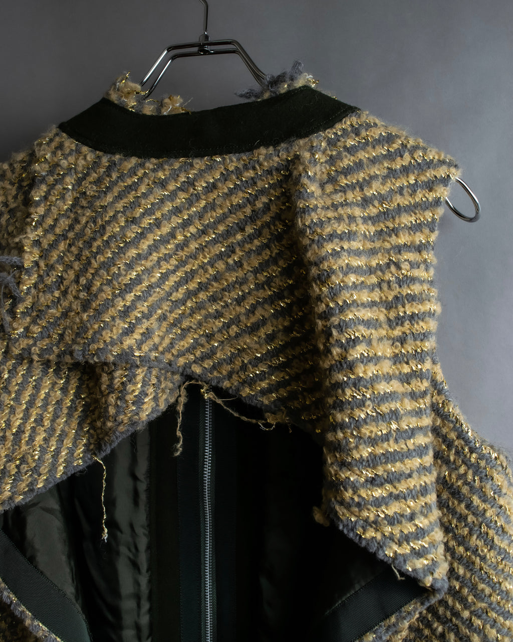 "sacai" Asymmetrical design double zipper tweed vest