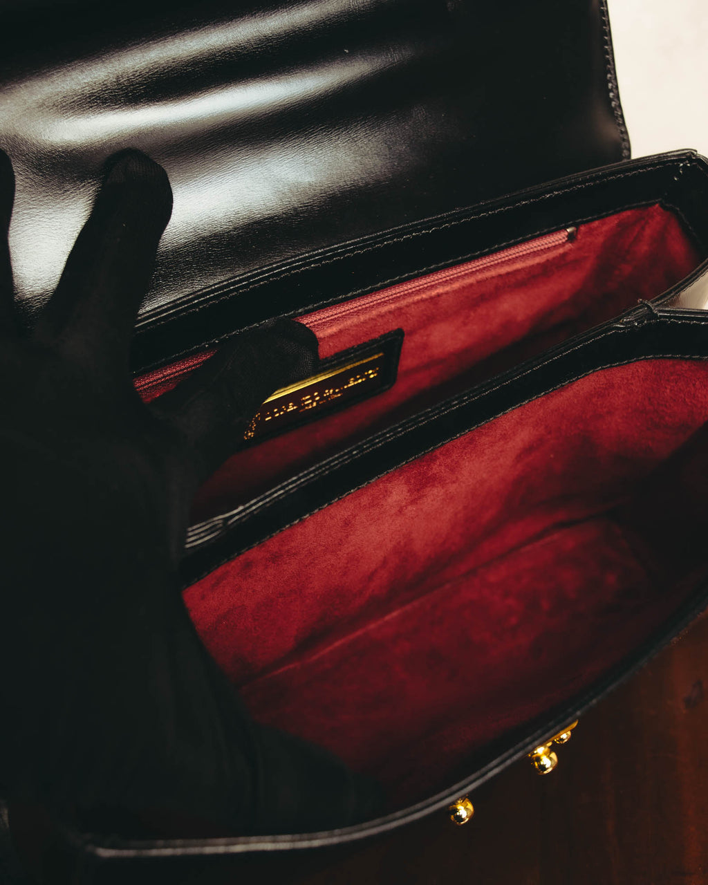 "LORENZO de MEDICI" 80's-00's Structured leather top handle handbag