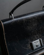 "PRADA" Aged metal parts design leather hand bag