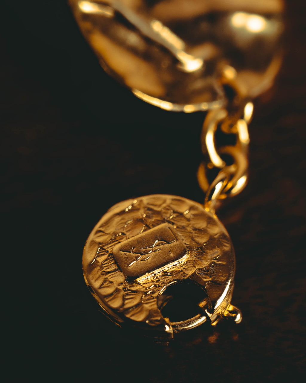 -SPECIAL- “Yves Saint Laurent” 80’s-90’s Hammered gold coin link bracelet