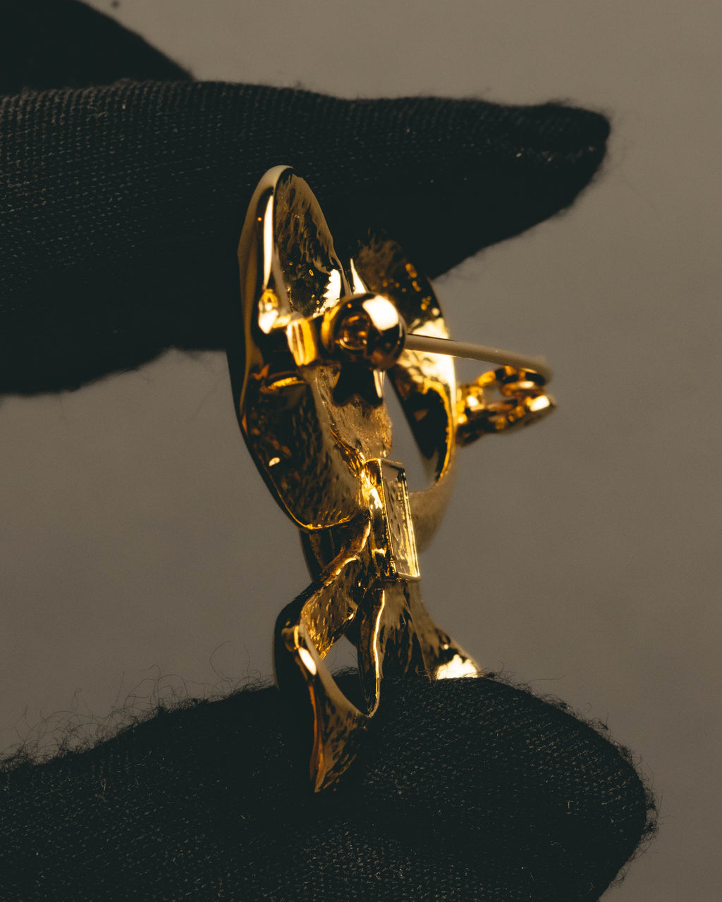 "Yves Saint Laurent" Sculptural gold bow brooch
