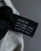 "GUCCI" GGpattern silk blend fringe stole