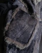 Fur switching design suede long coat
