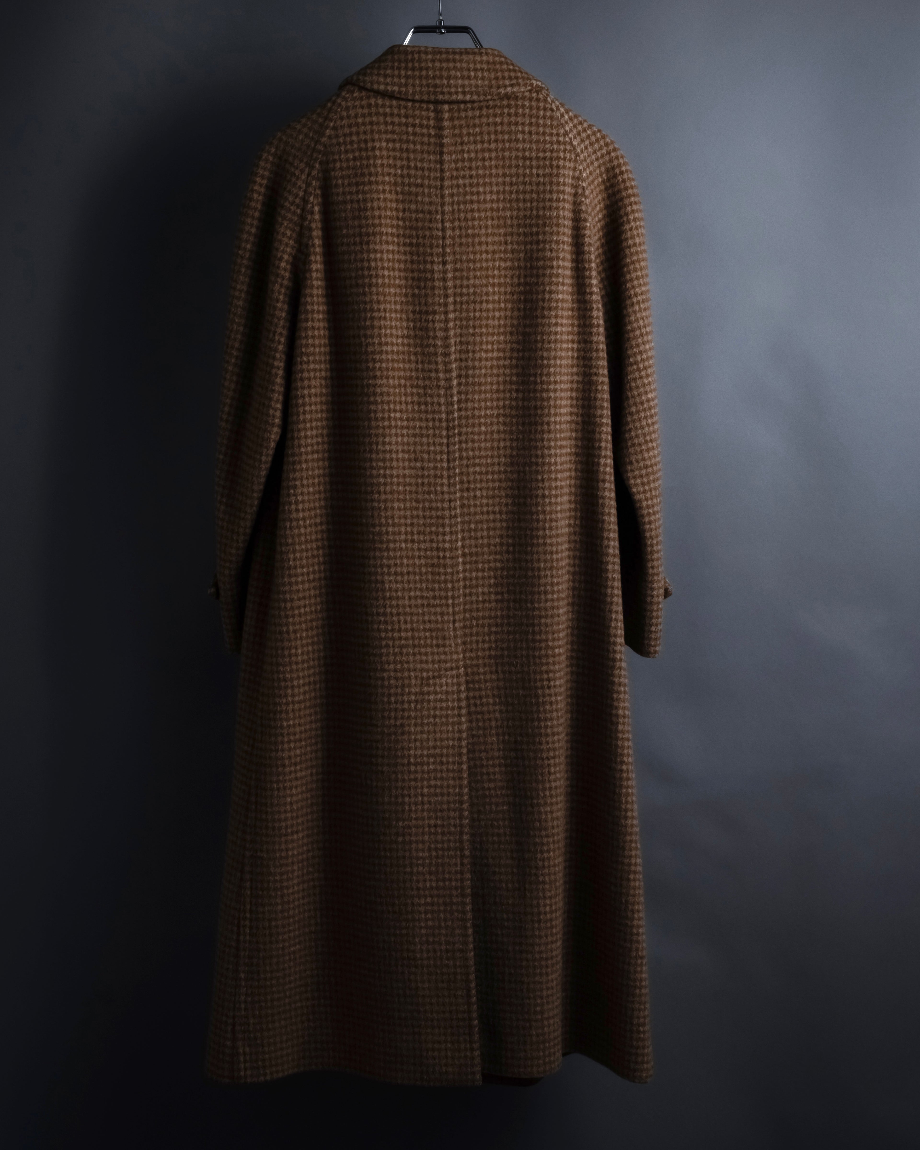 "BURBERRYS" Houndstooth pattern belted stand collar coat