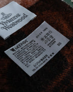 "Vivienne Westwood" Orb pattern fringe design 100% cashmere muffler