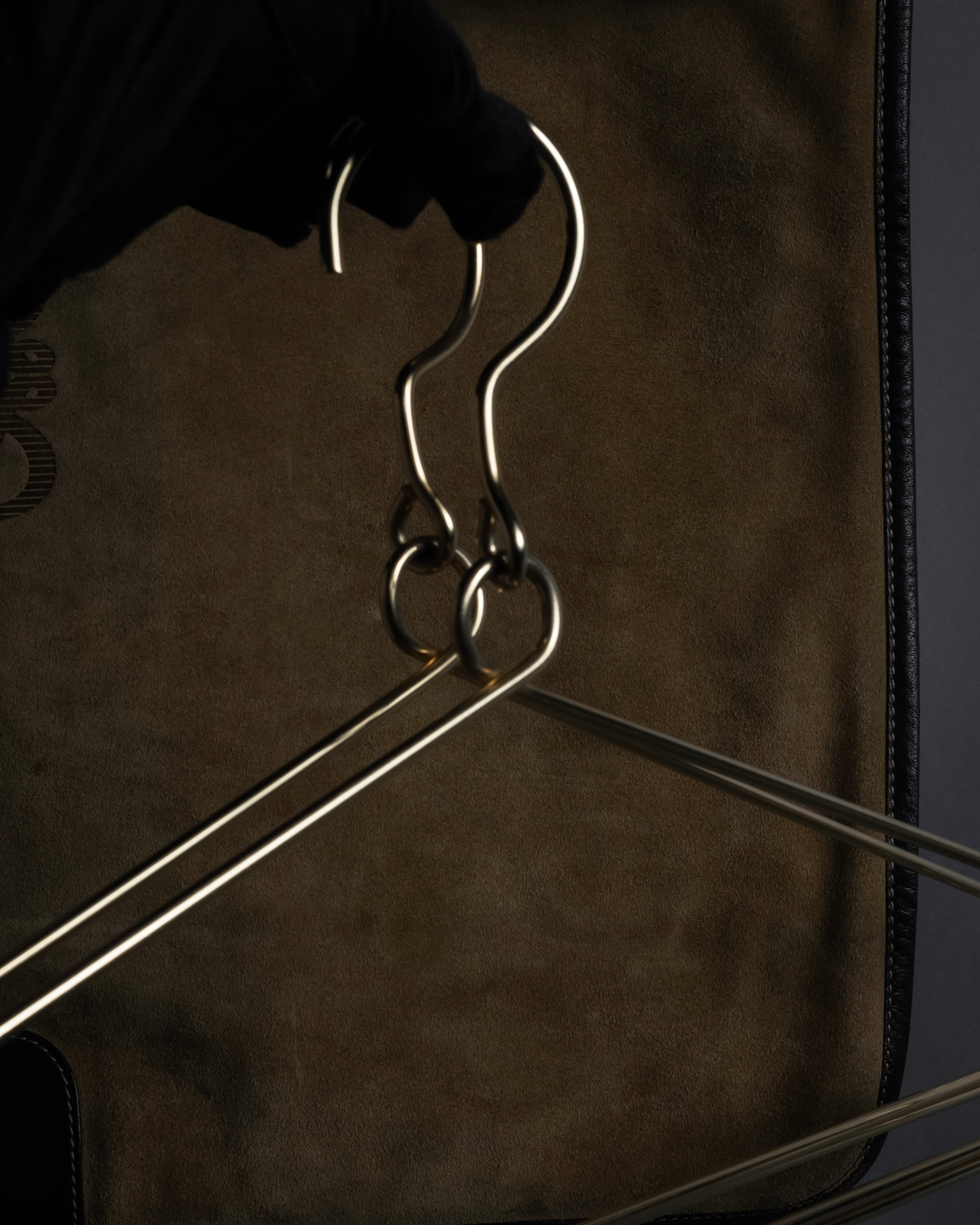 "LOEWE" 80's-90's Logo engraved suede leather combination business bag