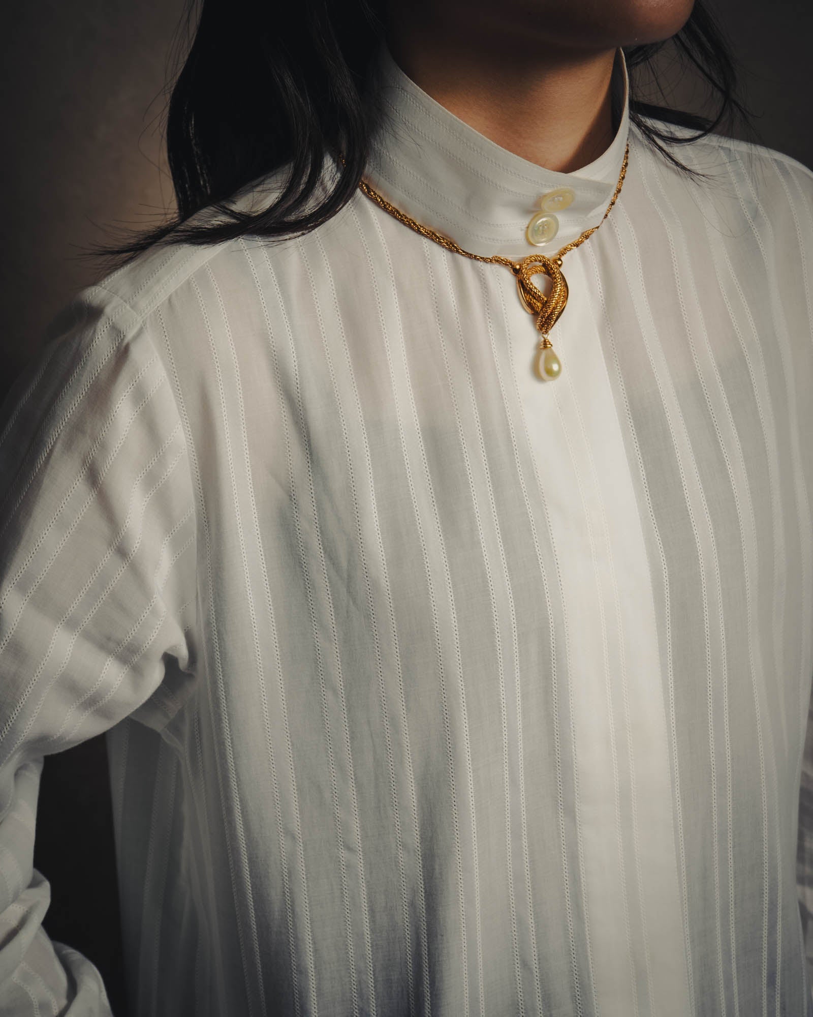 -SPECIAL- “CHANEL” 08 Cruise Collection Sheer cotton stand collar shirt