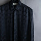 "Saint Laurent Paris" Geometric pattern fly front silk shirt