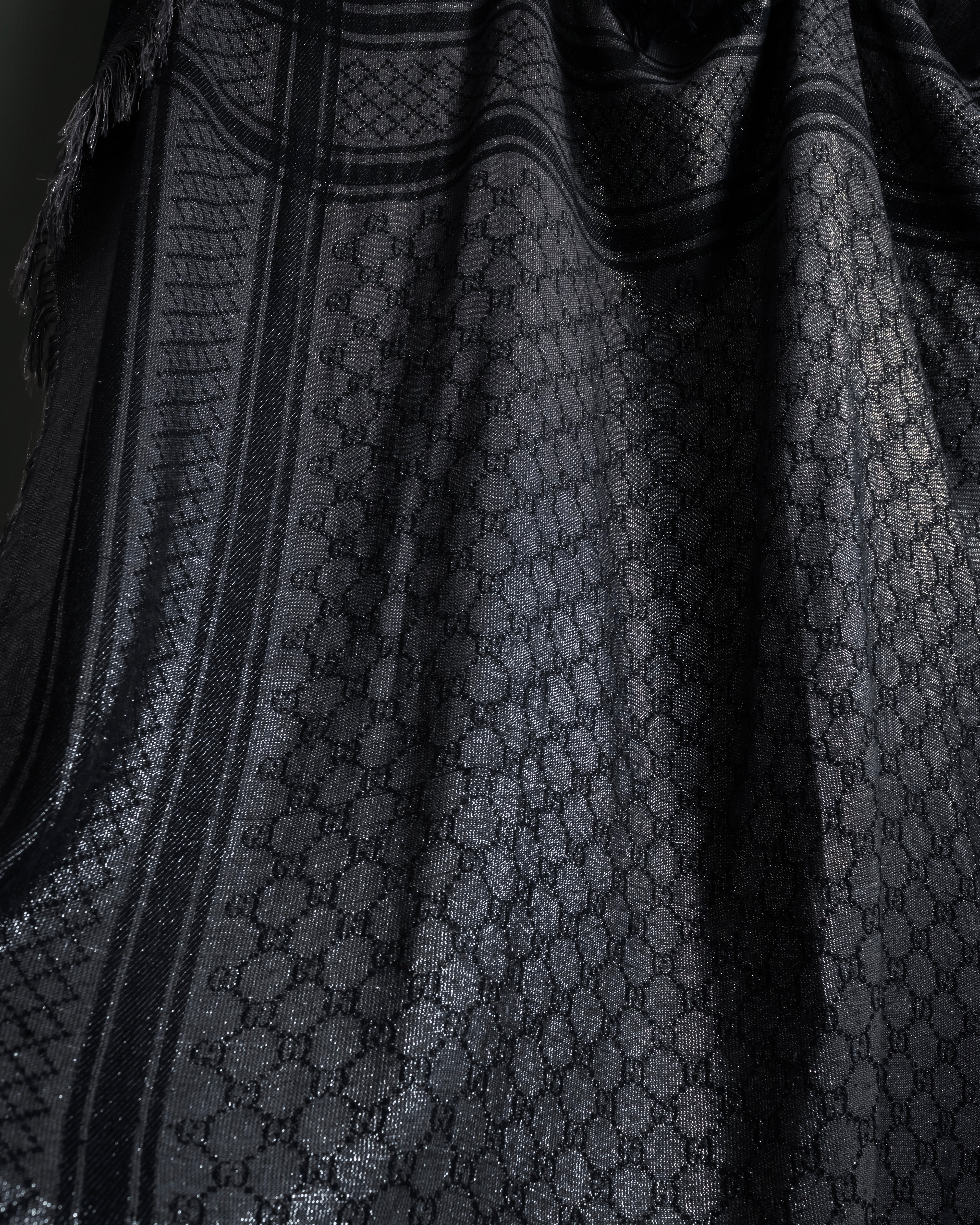 "GUCCI" GG pattern glitter blend woven large stole
