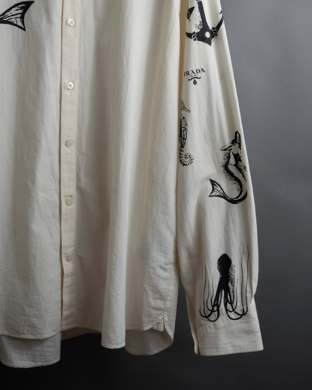 "PRADA" 22SS Sea fable motif print oversized shirt