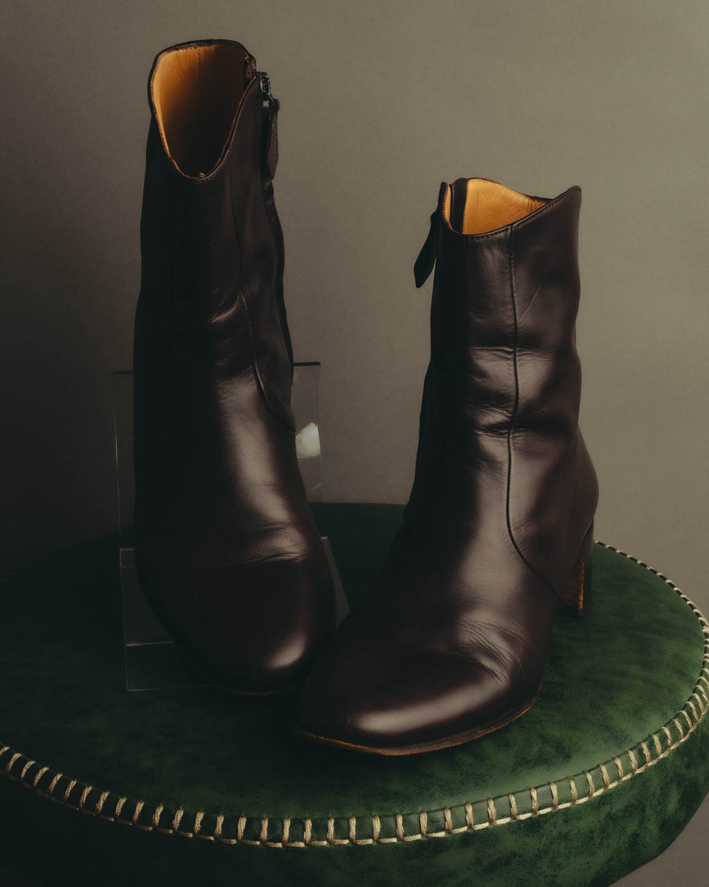 "Hermès" Minimal dark brown leather ankle boots