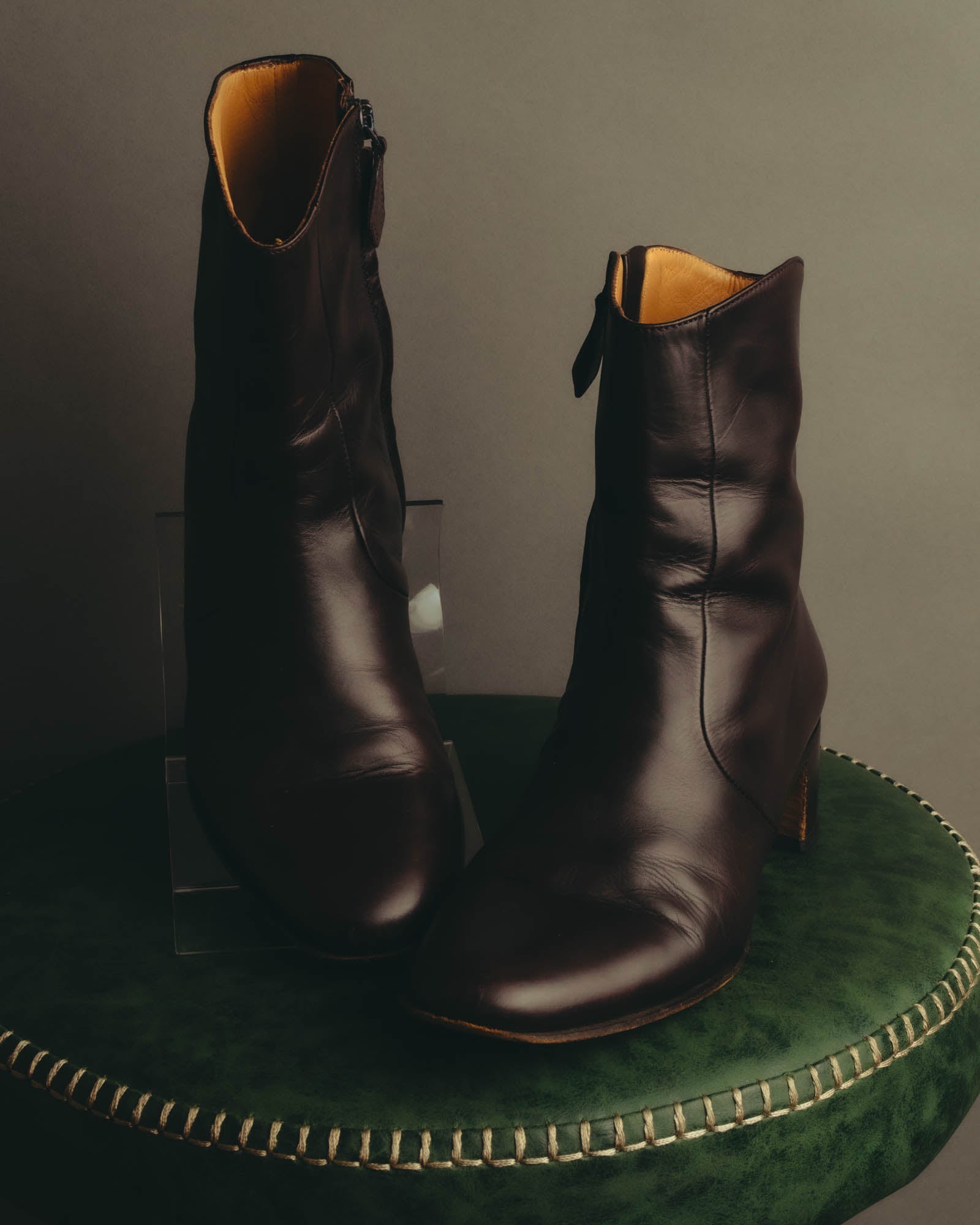 "Hermès" Minimal dark brown leather ankle boots