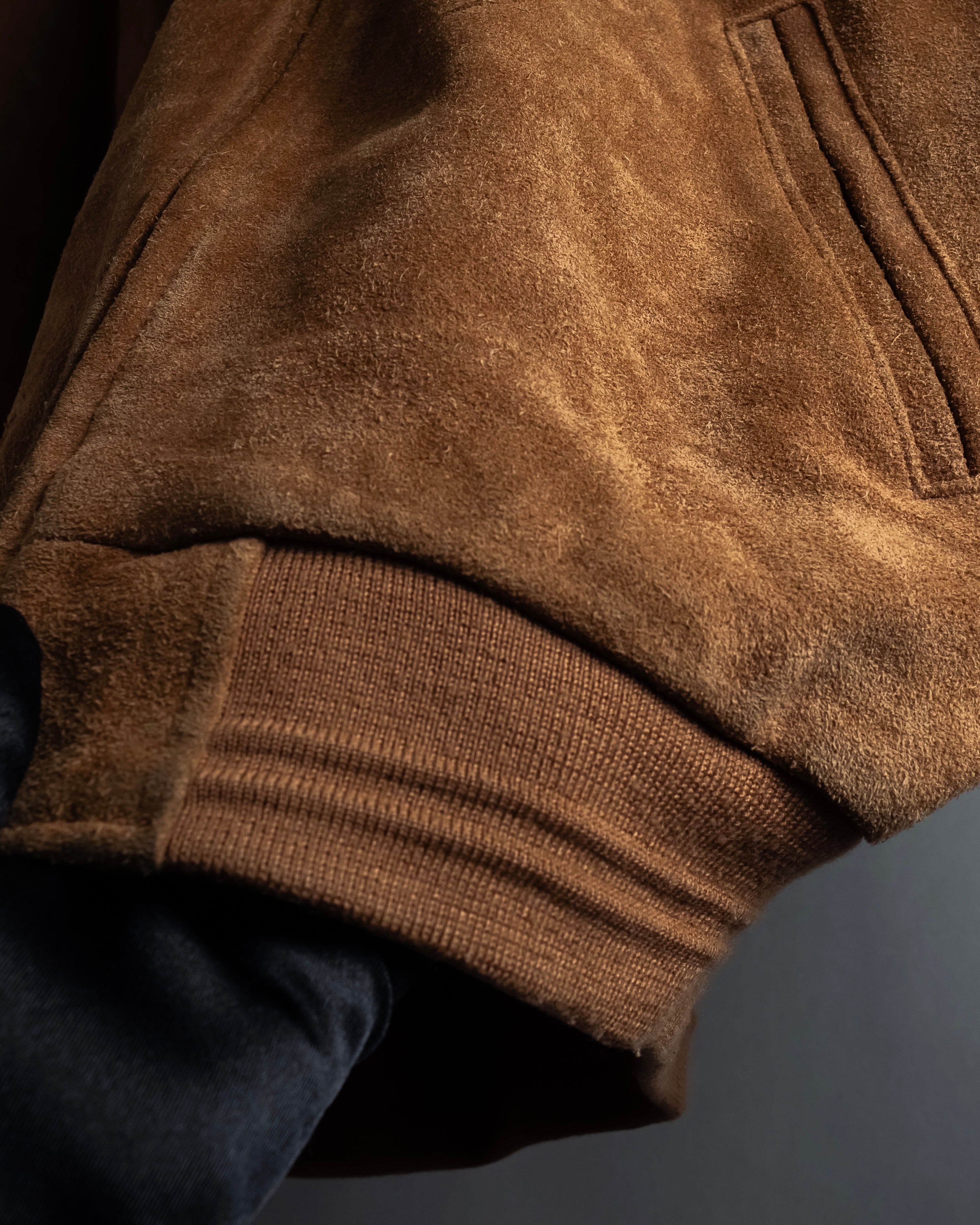 "SEAHOP" Ribbed design suede leather blouson