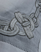 "HERMES" Embroidered knot border cotton scarf